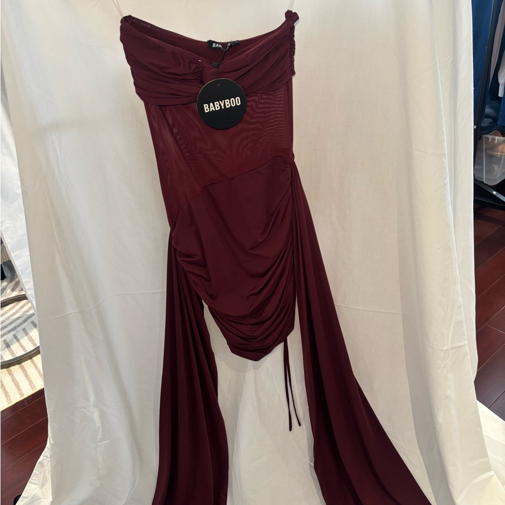 Babyboo Strapless Burgundy Dress